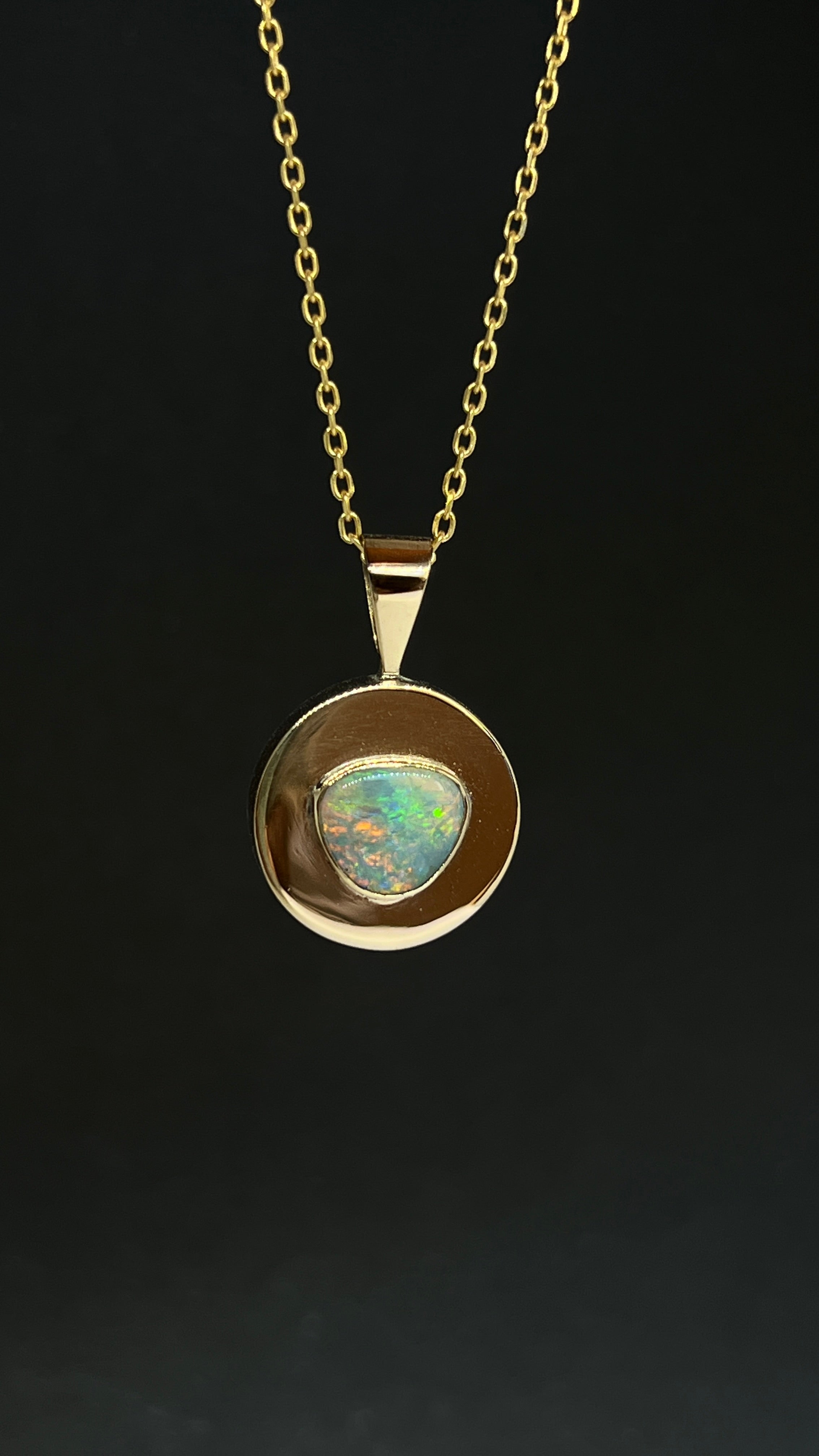 Rivka' Australian Opal Necklace 14ct Gold - Black Star Opal